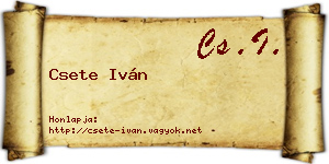 Csete Iván névjegykártya