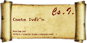 Csete Iván névjegykártya